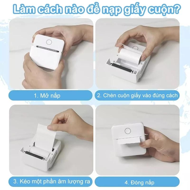 Máy In Nhiệt Mini Bluetooth cầm tay Máy in Hoá đơn Máy In nhãn Android IOS 5