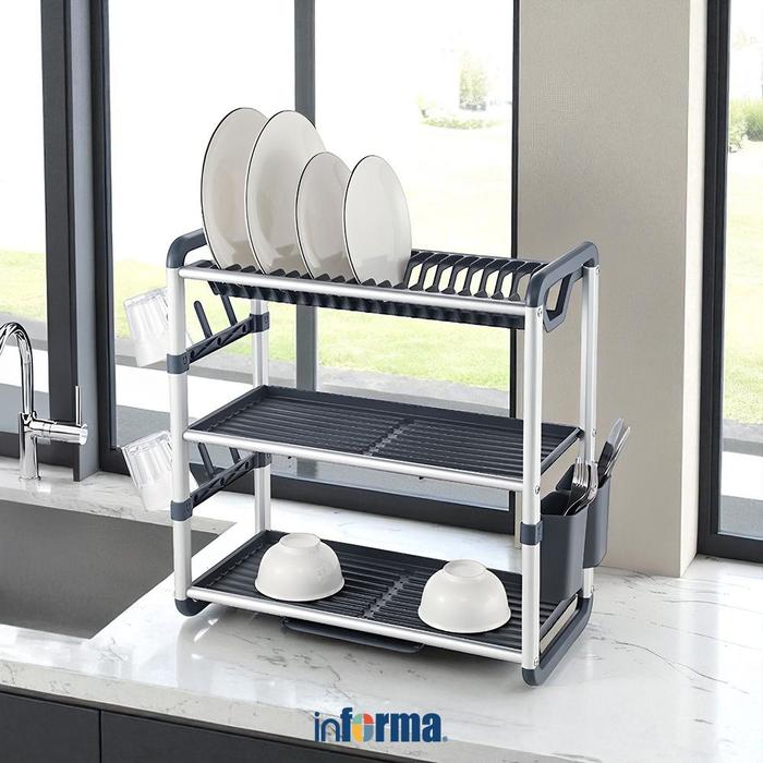 Gambar Informa Troy Rak Piring 3 Tingkat - Abu-Abu Rak Dapur Tempat Piring Tempat Penyimpanan Piring Dish Rack Rak Penyimpanan Dapur dari Informa Indonesia Kota Administrasi Jakarta Utara Tokopedia