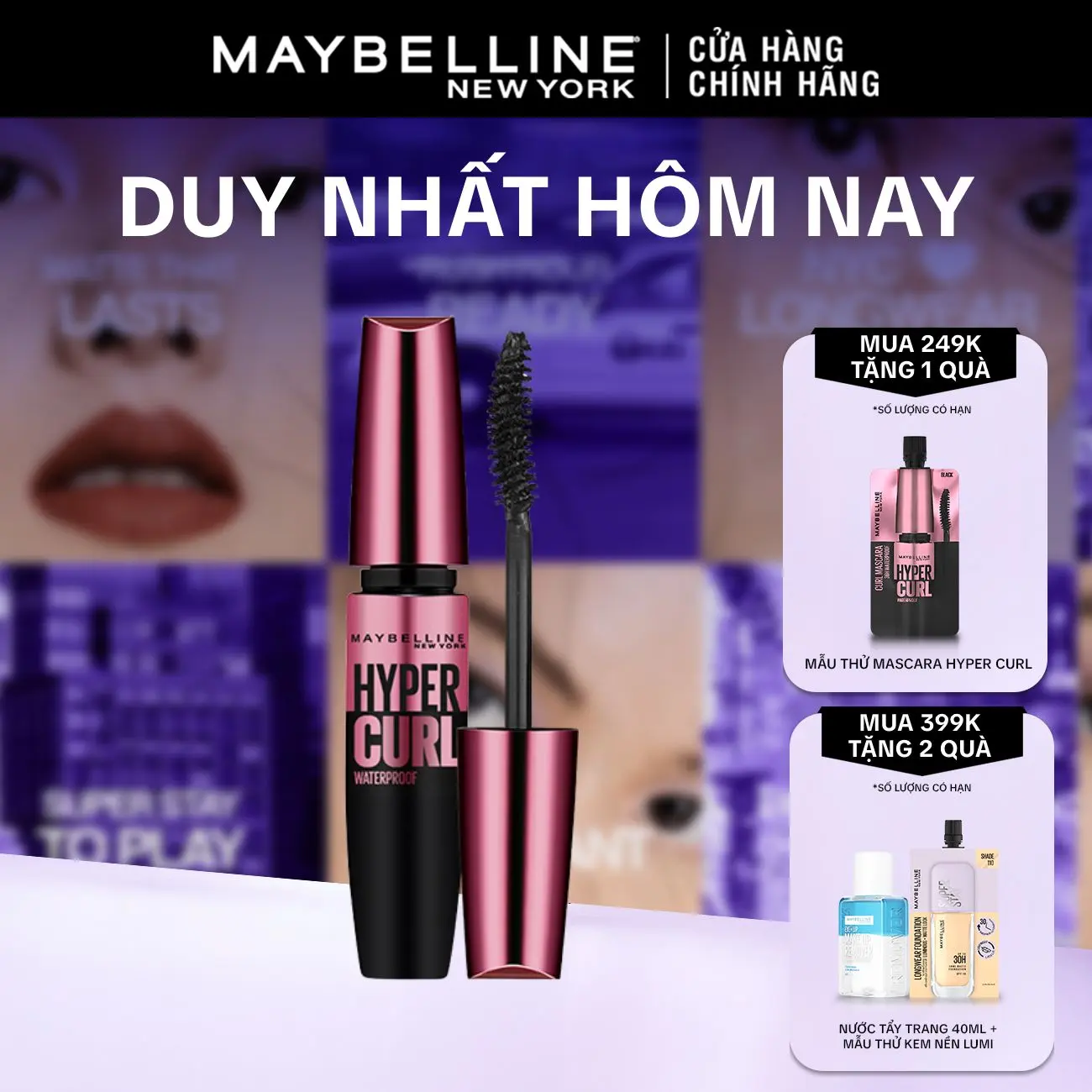Mascara Dài Mi và Cong Mi Maybelline New York Hyper Curl Waterproof Chuốt Mi Đen Không Lem Không Trôi 9.2ml
