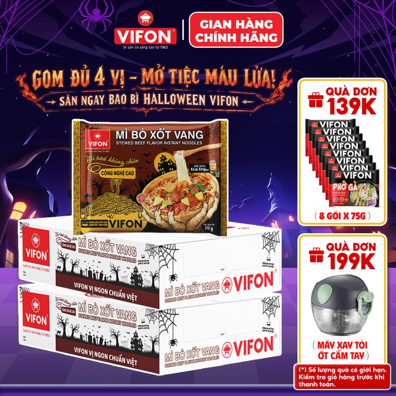 Combo 2 Thùng Mì Tươi Bò Xốt Vang/ Thịt Bằm / Tôm Chua Cay VIFON 70gr/Gói