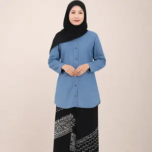 Tunik Santri Muslimah Katun Tebal Adem S–XXL – Atasan Wanita Lengan Panjang Sopan untuk Ngaji, Kerja & Kantor | Nyaman Wudhu, Tidak Menerawang