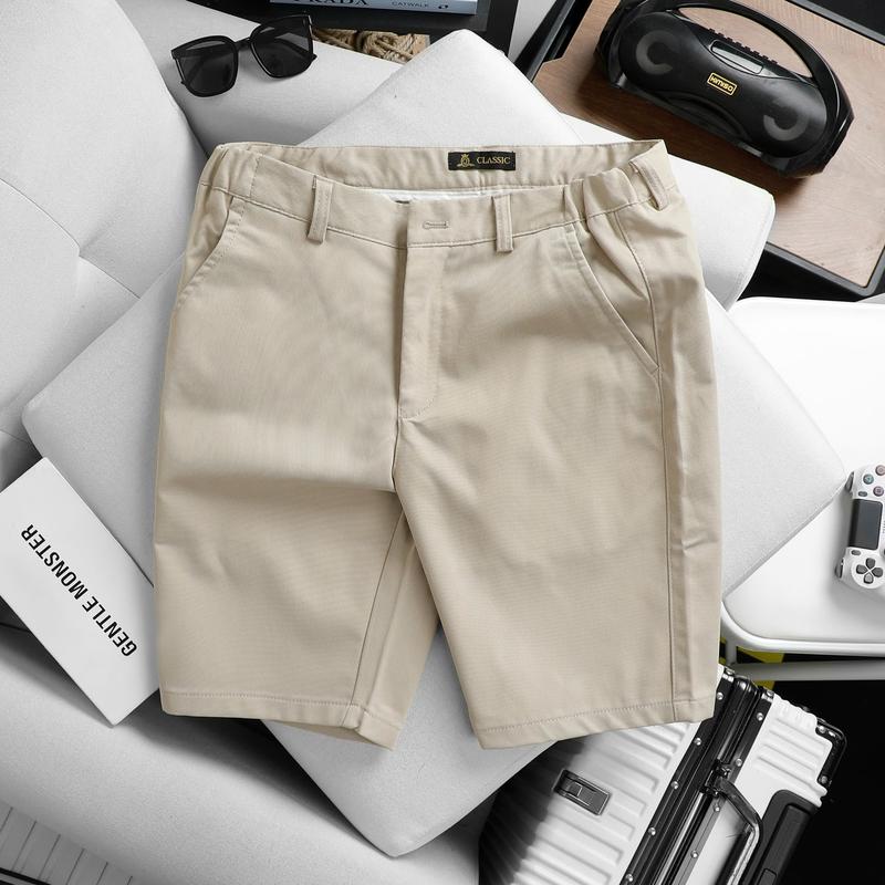  Quần short kaki Hàn Quốc co giãn vải mền mịn không ra màu Menswear Quần Lửng Kem   QS9901   