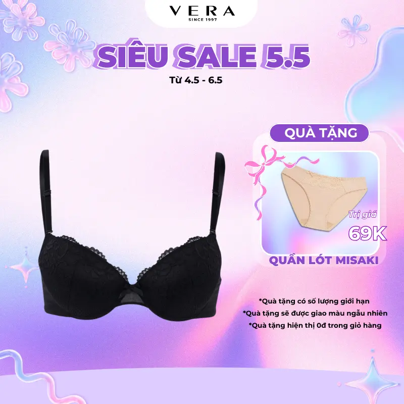 Áo ngực Nữ Misaki mút dày Cup ren phối 0112 Bra