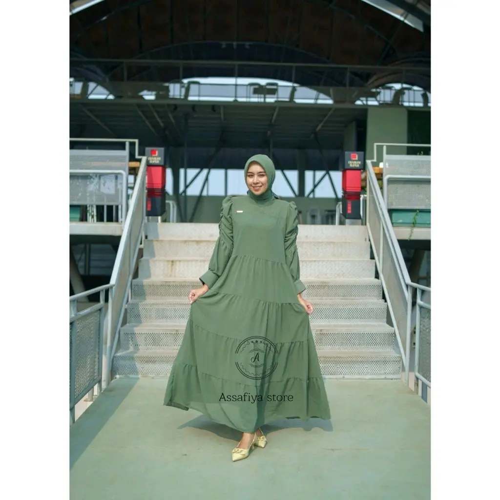 Gamis Aurel Cerutty Babydoll Set Hijab Dress Kondangan Full Premium Outfit Kekinian Elegant Transparent