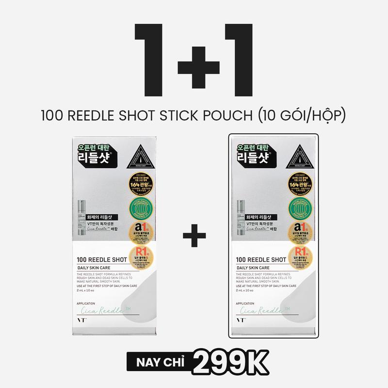   CHỌN DEAL 1+1  Hộp 10 gói tinh chất vi kim VT REEDLE SHOT STICK POUCH  2ml x 10 gói  