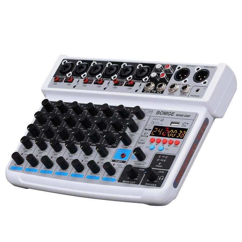 BOMGE-mini 8 Channel Audio Mixer, Line Mixer, DC 5V, with MP3 Player, Bluetooth, 48V U Disk, 24DSP Effect, USB Recording Suitable for small club or bar, studio recording 4