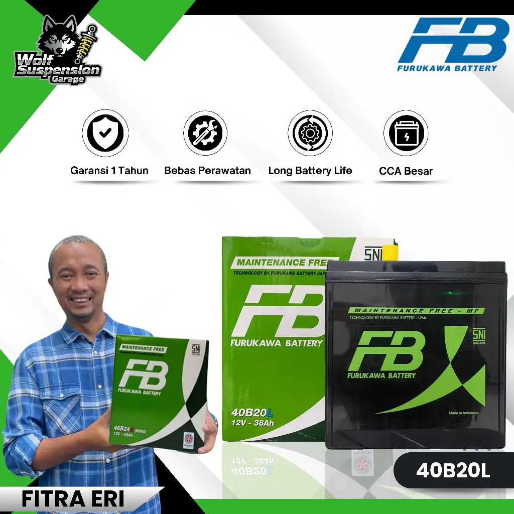 Furukawa Battery / FB Aki Mobil Nissan Grand Livina NS40ZL / 40B20L 12V / 38Ah Aki Kering INDOMOBIL