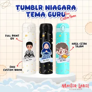 Tumblr Niagara Custom Nama Guru Stainless Steel Hitam Plastik PP Full Print Tema Guru Lucu Hadiah Profesional