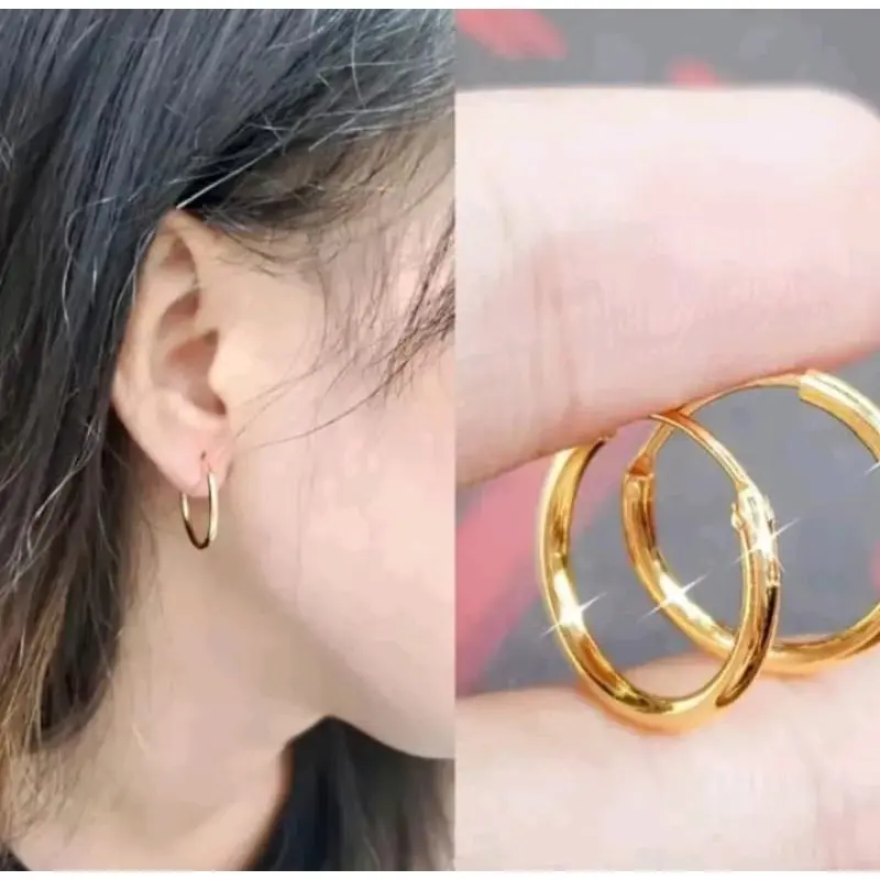 Anting gipsi titanium warna emas anting wanita polos 1