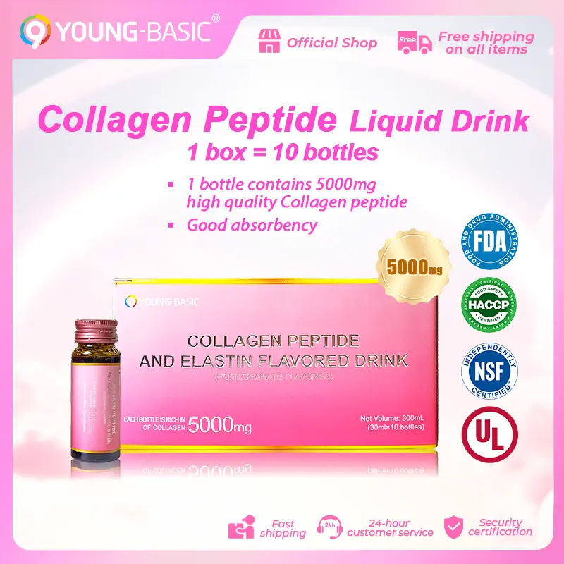 999FDA certified collagen peptide elastin flavored drink 1 box, total 30ml x 10 bottles, 1 bottle contains: 5000mg fish collagen peptide, Supplement collagen peptides | Easy to absorb | Skin Care | Diet and Health Natural