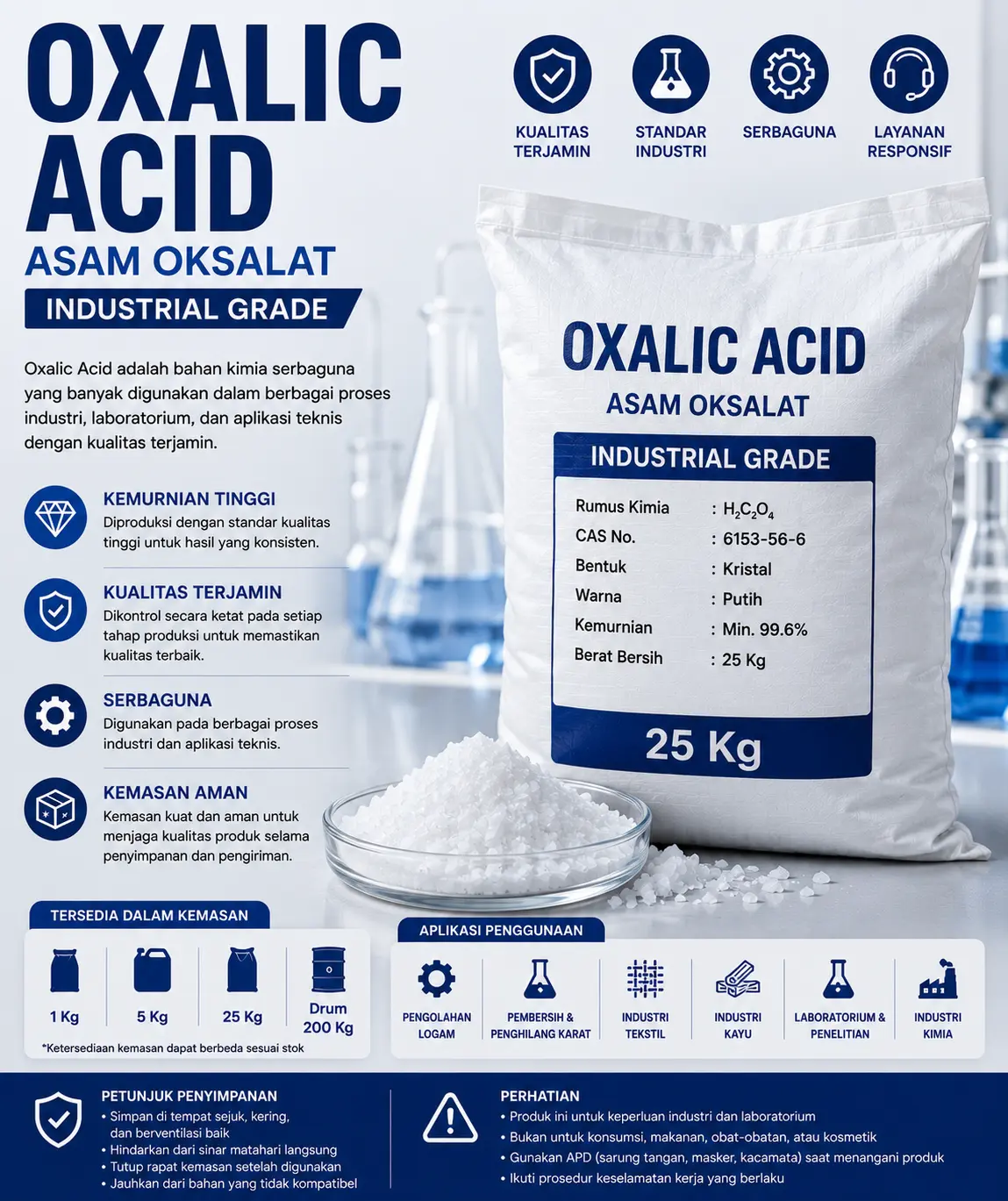 Oxalic Acid (Asam Oksalat) ex China 25 Kg