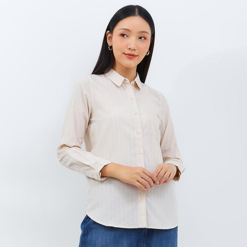 Geela Official - Aurelia Cream Stripe Shirt (G.11615) - Kemeja Wanita 0
