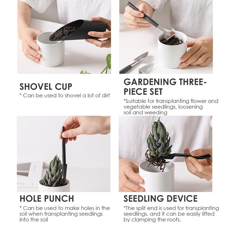 Product Introduction of Black Edition Gardening Tool Set Terrarium Succulent Plants DIY Tools Garden Planting Tool Kit 33