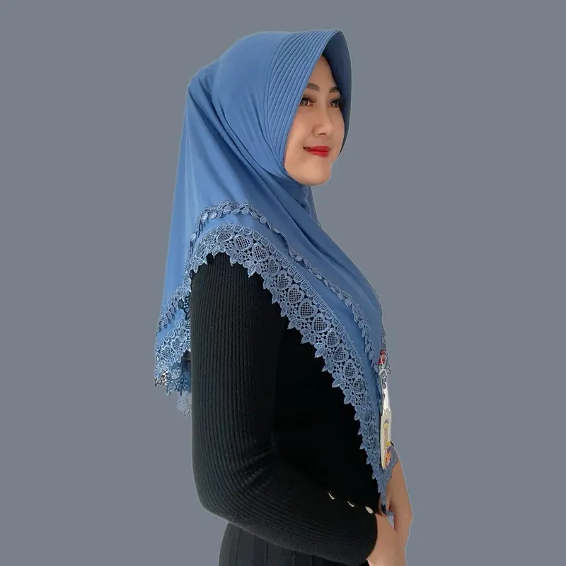 Indah Store - Hijab Instan Bergo Pet Jersey Doubel Renda Senada Valencia By Rafillah Busa Muslim 1