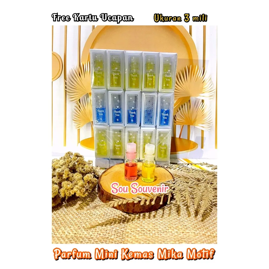 (isi 50pcs) Souvenir Parfum Mini Kemas Mika free kartu ucapan