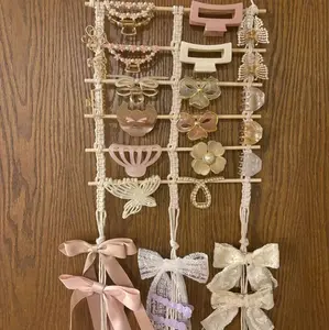 Rak Gantung Macrame Aesthetic Premium Tempat Penyimpanan Jepit Rambut, Jedai, Hijab, Handuk, Baju, Snack renteng, Baju, Jilbab, Mukena, Sajadah, Rack Gantungan