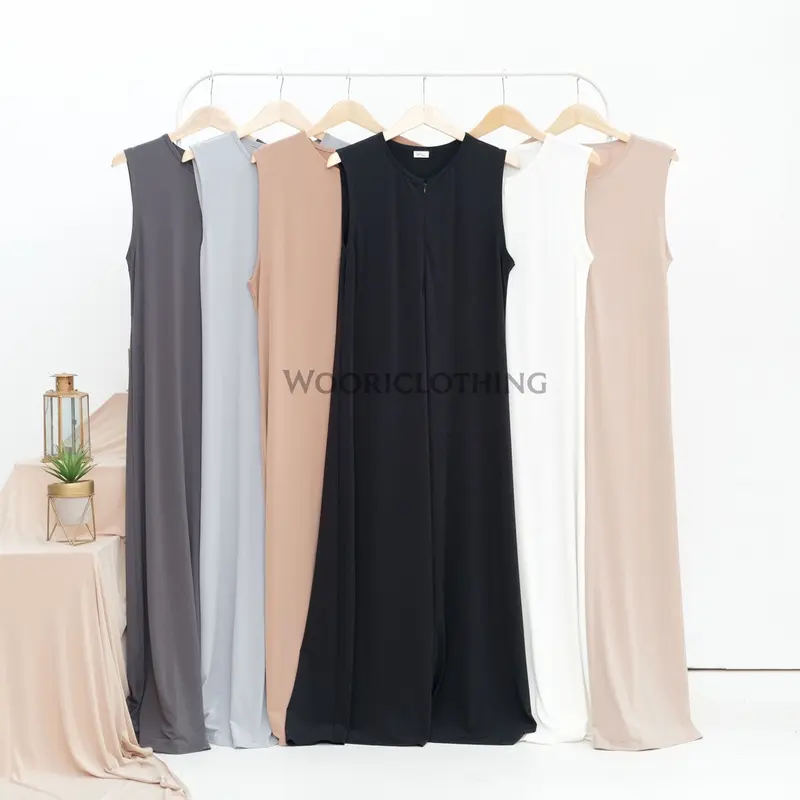 Inner Dress Polos Tanpa Lengan Bahan Scuba Premium Gamis Manset Tanpa Lengan Jumbo polos Dewasa 4
