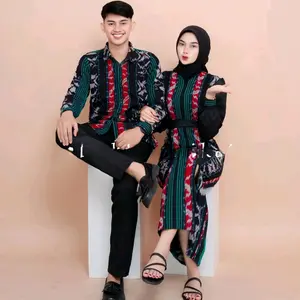 Baju set couple tenun etnik wanita jepara dress tenun kemeja tenun Panjang Pasangan