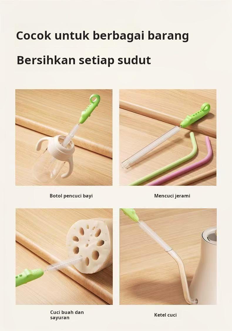 【Diskon 50% selama Ramadan】Sikat botol, sikat sedotan, sikat , sikat gelas. Cocok untuk membersihkan gelas kaca dan botol bayi. dot pembersih set minum Susu Bottle Brush Cuci Pencuci