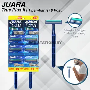 PROMO 1 Lembar isi 6 PCS JUARA TRUE II PLUS 2 Mata Pisau Cukuran Kumis Jenggot Men Disposable Razor