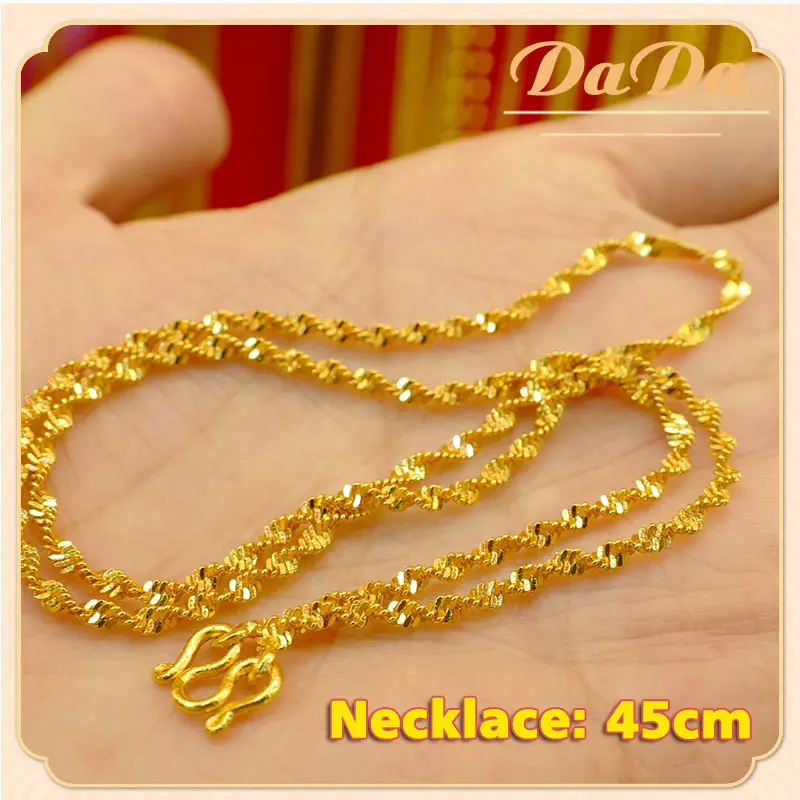 Kalung emas bangkok cop 916/Original choker 916 gold-plated necklace double water ripple chain accessories for men and women exquisite gifts