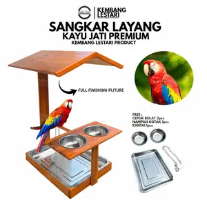 Tangkringan Parrot Kayu Tempel Dinding Sangkar Layang Nuri Falk Kayu Jati Premium