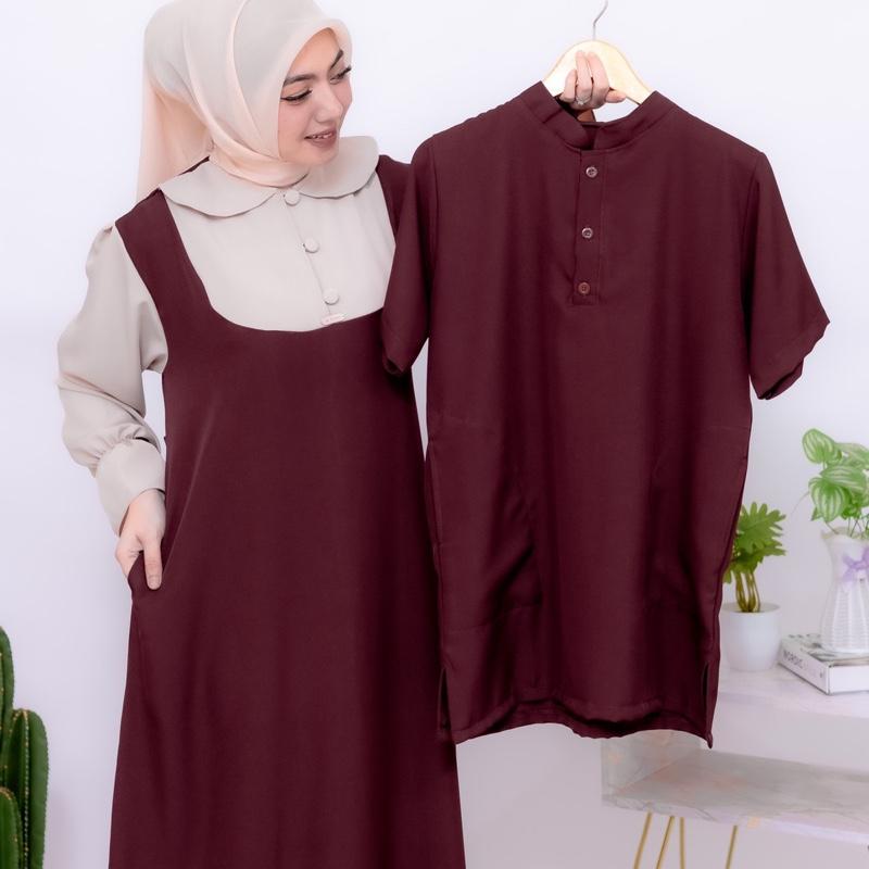 Ghania Set Couple Gamis Couple Satu Set Terbaru 2025 Material Tiffany Premium Lebaran 6