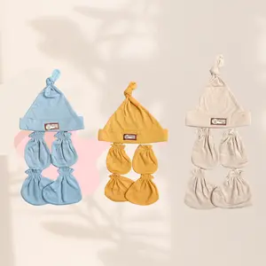 3 set topi/kupluk bayi sarung tangan dan sarung kaki bayi baru lahir SERI COKLAT