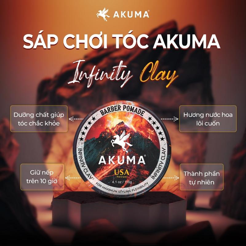 Sáp vuốt tóc, tạo kiểu tóc nam AKUMA INFINITY CLAY 56g/116g - Gôm xịt tóc Akuma
