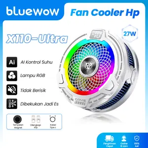 bluewow Ai X110 Ultra Fan Cooler HP Gaming Magnetic RGB Dengan Klip Penjepit Dan Heatsink Magnetic For Android / Iphone Original Kipas Angin