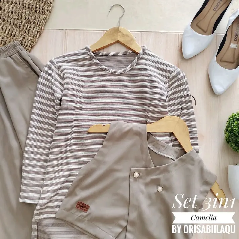 SET MUSLIM ANAK// SET ROK ANAK MUSLIM// ASIMETRIS VEST//Set CAMELIA by Orisabilaqu// Setelan Lembut Nyaman Casual 1