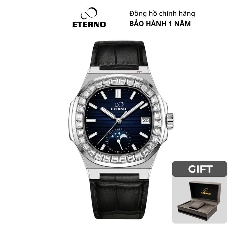 Đồng hồ Nam ETERNO E25-0077 E25-0084 Dây Da Form Tàu Ngầm Đính Đá Sang Trọng