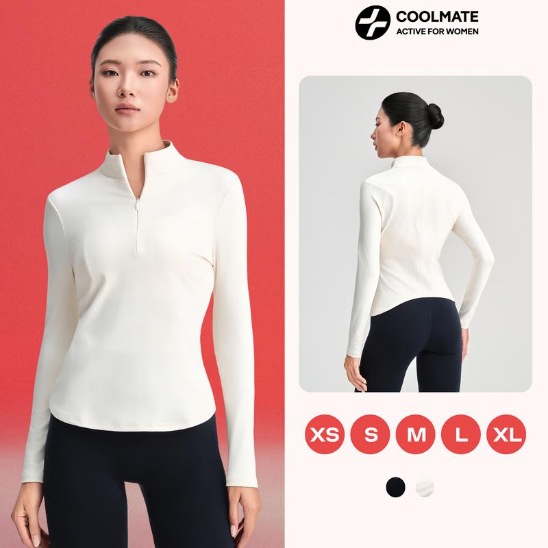 Áo dài tay thu đông thể thao nữ khoá zip co giãn mềm mịn thoải mái vận động - Coolmate Active For Women