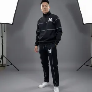 Setelan Sweater Rugby & Jogger Pants MOTIF M – Black Minimalist Edition