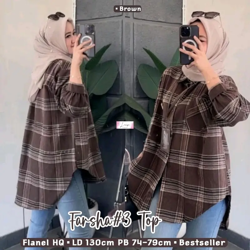 “Rindu” Kemeja Wanita Model Oversize LD 130 Bahan Flanel Kotak-kotak Best Seller/ Baju Atasan Wanita Terlaris Cuttingan Jumbo Busui dan Wudhu Friendly Termurah. Shera. Sarah 8
