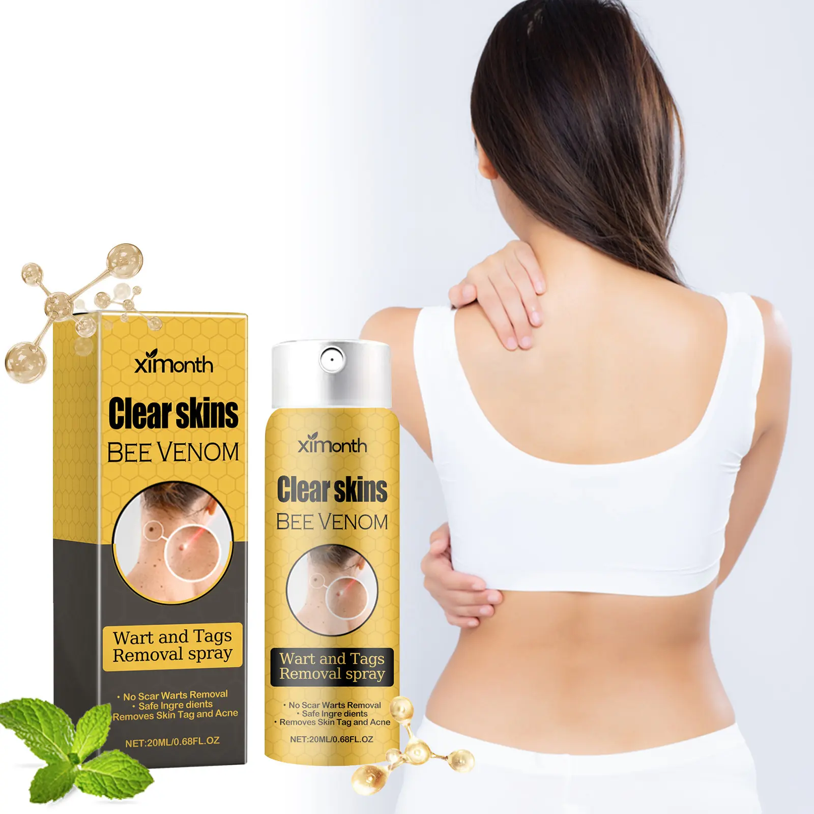 Bee Venom Wart Care Spray Cleaning Fade Body Meat Mole Smooth Skin Repair Spray