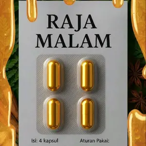 Raja Malam gold Madu Herbal Bubuk Isi 4 Kapsul Original 100% Produk Asli Tanpa Bahan Tambahan Cocok Untuk Kebutuhan Sehari-hari