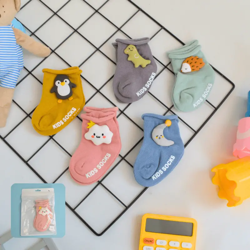 (Baru Lahir - 12 Bulan) Kaos Kaki Anak Unisex Aplikasi Boneka Premium Murah 0