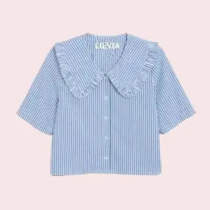 Blouse Kemeja Anak Perempuan Lengan Pendek 3-12 Tahun dan Dewasa Motif Garis Salur - Fashion Atasan Baju