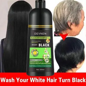 Original 500ML15 menit rambut hitam Shampoo Black/Shampo Black Hair Shampoo Sampo Herba Penghitam Rambut Permanen Penutup dan Penghilang Uban 500ML