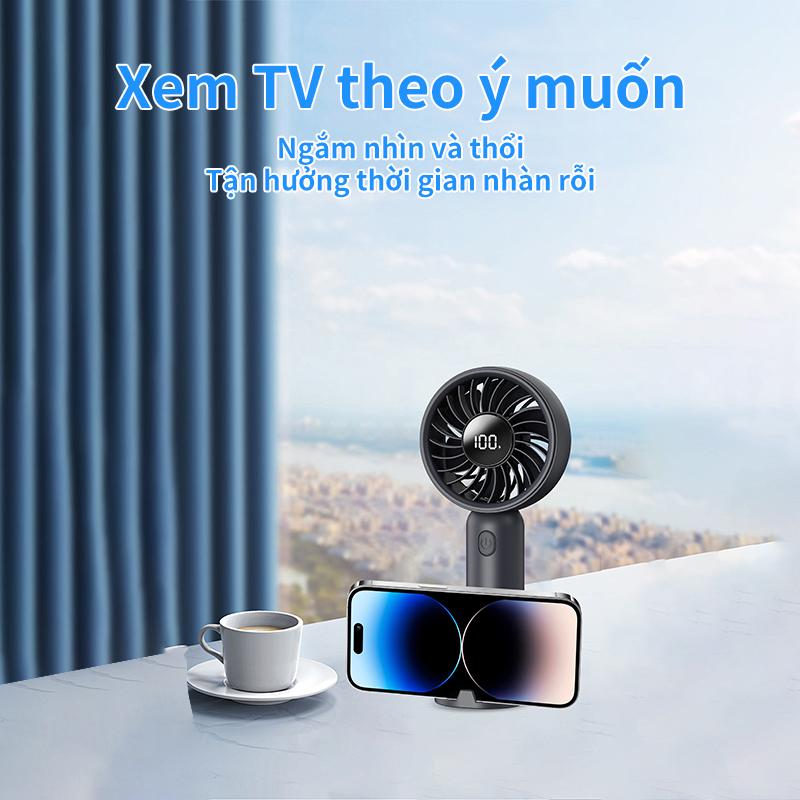Quạt cầm tay mini, 5000mAh, 3 mức điều chỉnh gió mạnh, độ ồn thấp, có thể gập lại, thời lượng pin dài 7