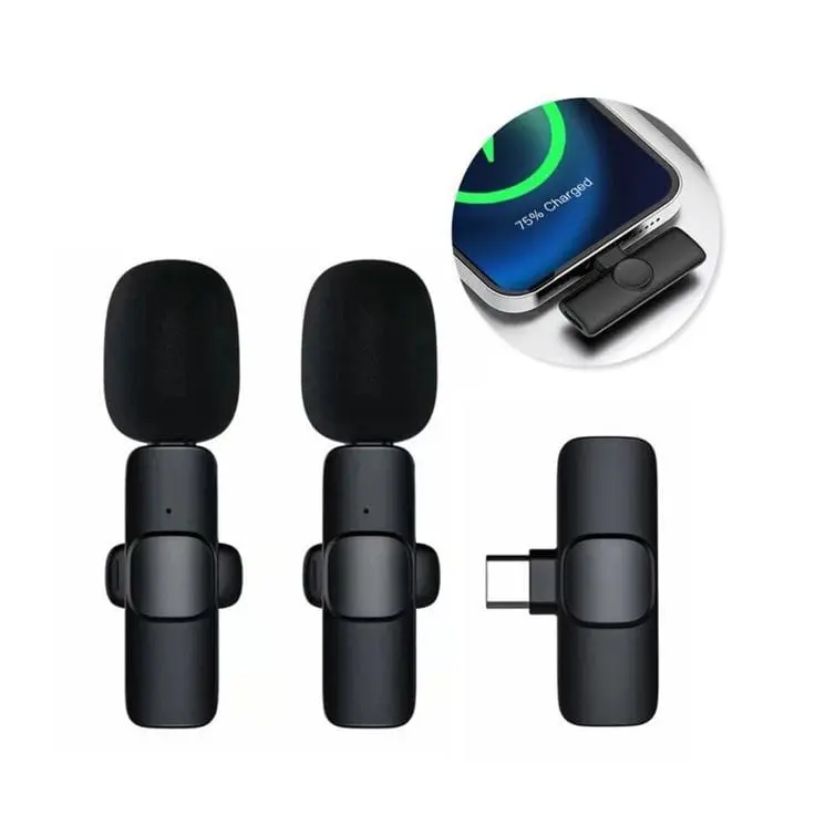 Mikrofon Wireless K9 Portable Dual | 2 Mic Clip-on Vlog | Suara Jernih Microphone Plastik 6