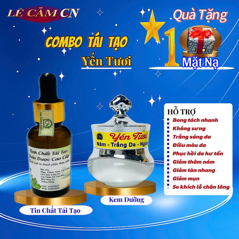 ComBo TÁI TẠO MỤN YẾN TƯƠI - Bong Nhanh - Không Sưng - HỖ TRỢ : Tái Tạo Da - Mờ Thâm Nám - Sạm - Tàn Nhang - Mụn - Trắng Sáng - Se Khích Lỗ Chân Lông Làm Đẹp Da Skincare Dưỡng Ẩm Da Chăm Sóc Da Nữ bill da