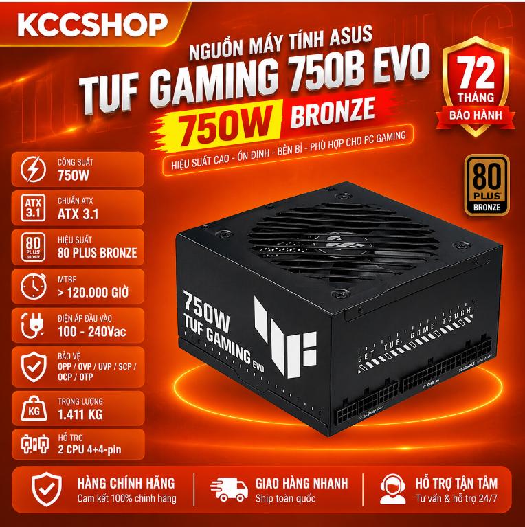 Nguồn máy tính Asus TUF GAMING 750B EVO - 750W Bronze Bảo hành 6 năm