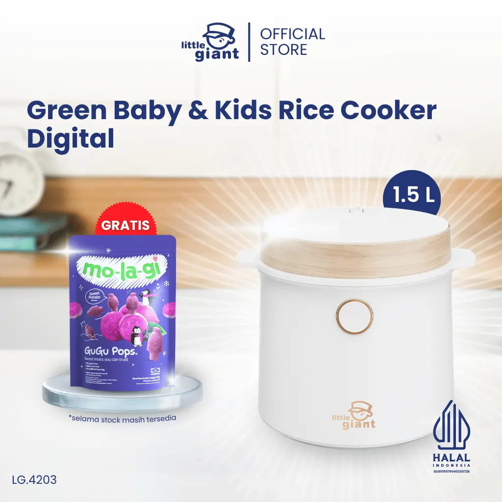 Little Giant Digital 1.5L Green Baby & Kids Rice Cooker | Rice Cooker MPASI