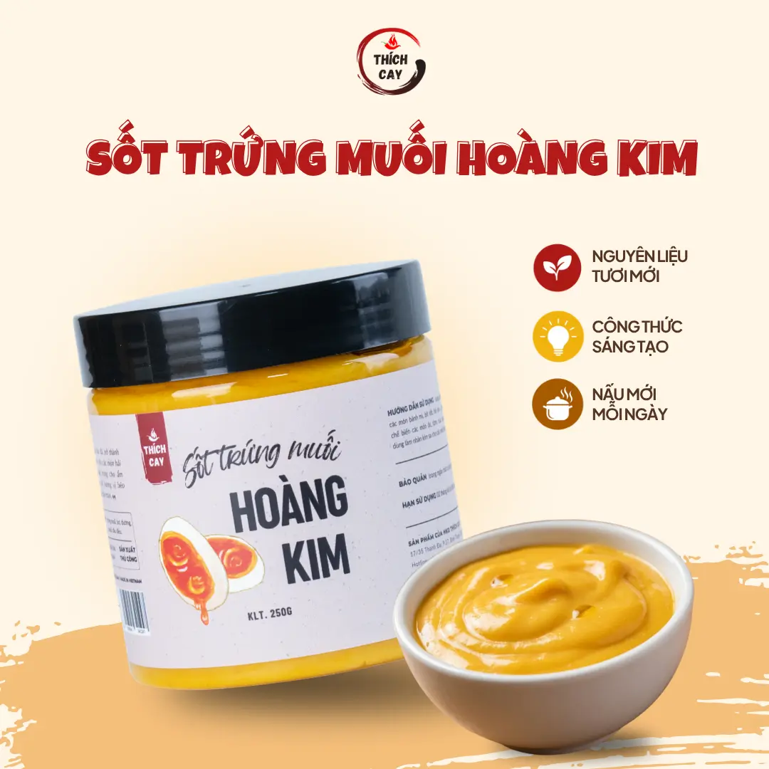 Sốt trứng muối hoàng kim Thích Cay chuẩn vị nhà hàng cho các món ốc, hải sản, bánh mì