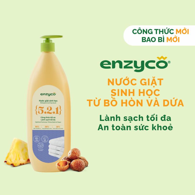 Nước giặt sinh học ENZYCO - Chiết xuất Bồ hòn và Enzyme Dứa - Hương thơm từ Tinh Dầu Bạc Hà Tự Nhiên