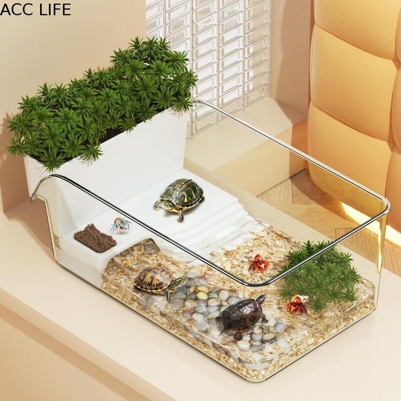 ACC LIFE Hộp môi trường sống Trong suốt Bể nuôi rùa Tách khô ư Khu vực phơi…