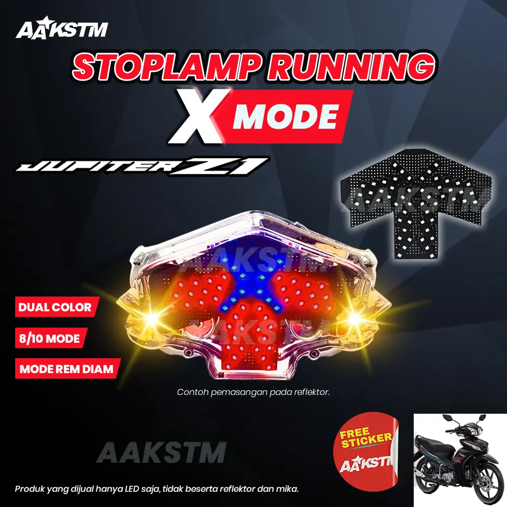 Lampu Rem LED Jupiter Z1 Robot X Mode LED 8 10 Mode Running Lampu Belakang Variasi Modifikasi Motor