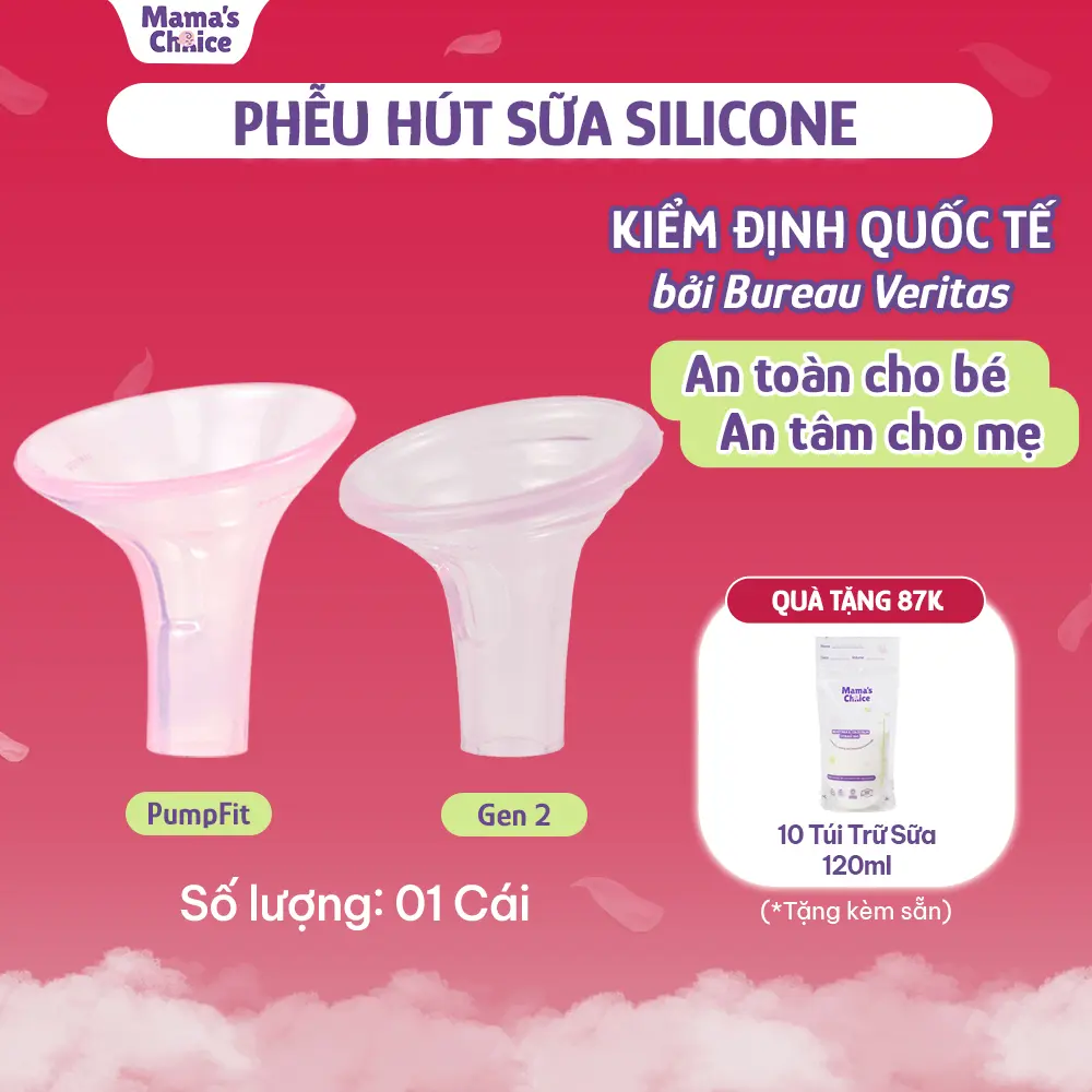 Phễu Hút Sữa Silicone Mama's Choice Pumpfit, Hứng Sữa Mẹ Êm Ái, Kiểm Định Quốc Tế, Tương Thích Máy Medela Spectra Avent